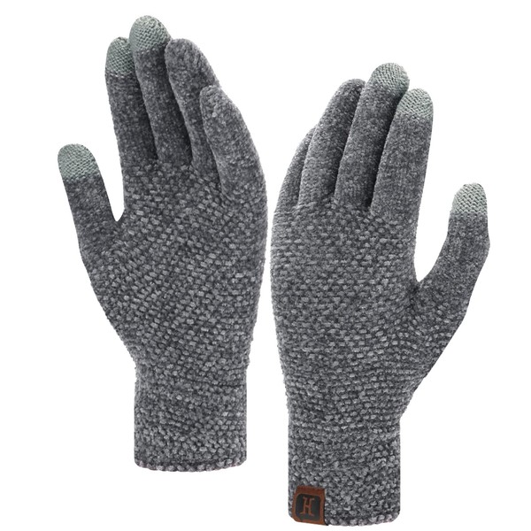 Womens Winter Touchscreen Gloves for Cold Weather, Chenille Warm Cable