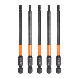HARFINGTON 5pcs H3 Hex Head Drill Bit Wrench 3mm Metric Flat Tip 1/4" Hex Shank 100mm (4") Long Magnetic Black Phosphate Hexagonal Screw Driver Socket Industrial Screwdriver Power Bits