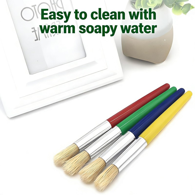 4pcs Large Paint Bushes Round Preschool Paint Brushes for Washable