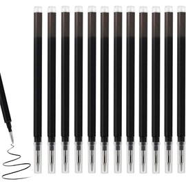 Erasable Refills Black Gel Pens, 12Pcs Erasable Rollerball Pen Ink Refills, 0.7mm Erasable Pen Refills with Black Ink