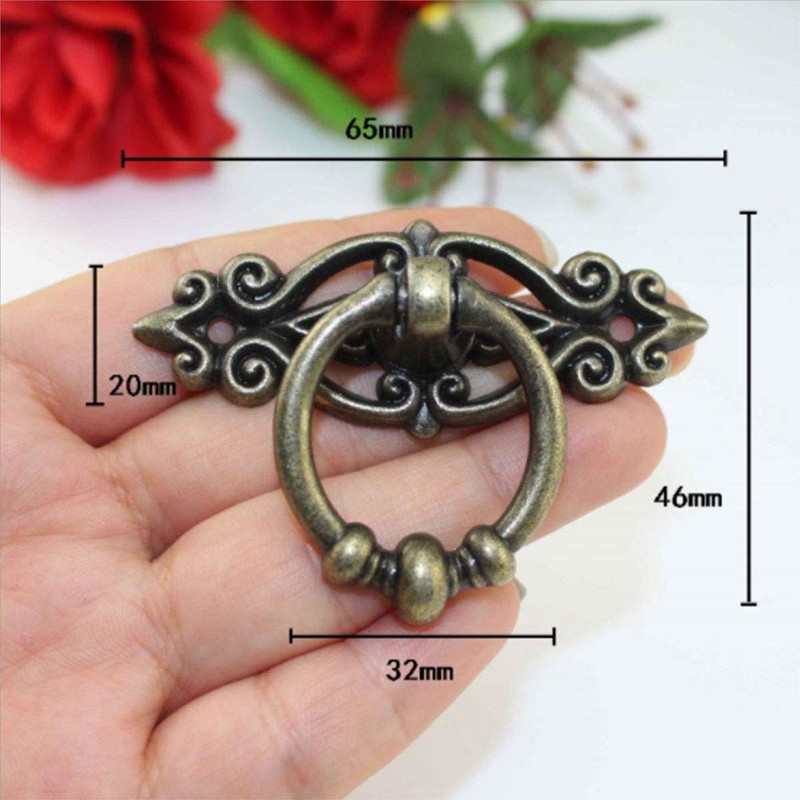 SagaSave Vintage Pull Handle, Retro Ring Handle, Antique Zinc Alloy