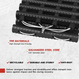 DNA MOTORING 40‘’ Portable Recovery Traction Tracks Mat, Load 7 Ton Car Non-Slip Mat, Off-Road Emergency Aid Devices For Snow, Ice, Mud, Sand, w/Bag, Black