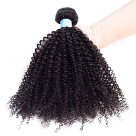 BLY 7A Mongolian Afro Kinky Curly Boho Human Braiding Hair Single Bundle 12 Inch Unprocessed Hair Weave Weft Big Hair for African American Women Natural Color