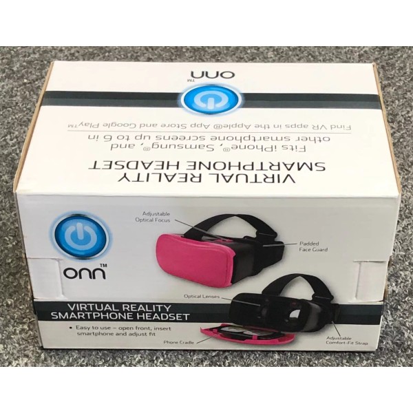 ONN Pink Virtual Reality VR Smartphone Headset for Apple or