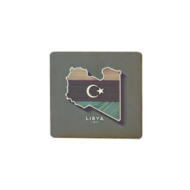 Wooden Fridge Magnet Libya Map Design with Flag Colors and Country Name (mag-kf25-2066)