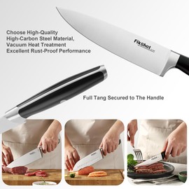 Knife Block Set, FIKSHOT Kitchen Knife Sets, High Carbon Stainless Steel Full Tang, Razor-Sharp Blade Rust Resistant, Professional Chef's Knives for Home Cooking (BLACK)