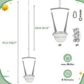 Slevoo Baby Jumper, with Ceiling Hook, Quick-Entry and Space-Saving Portable Infant Jumper for Small Spaces