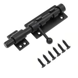 4 Inch Slide Bolt Gate Latch 304 Stainless Steel Gate Latches Matte Black Sliding Latch Lock with Padlock Hole Heavy Duty Barrel Bolt for Cabinet Window Fence Shed Yard Barn Doors Warehouse