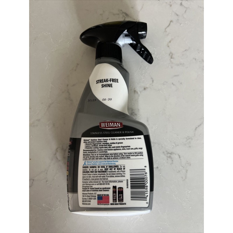 Weiman STAINLESS STEEL CLEANER & POLISH Clean Appliances Grill Ranges