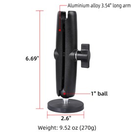 FPN 66mm Diameter Round Heavy-Duty Magnetic Base Mount with 25mm /1 inch Rubber Coating Ball & Double Socket Arm Compatible with RAM B Size Mounts (Magnetic Bsae w 5.91" Arm)