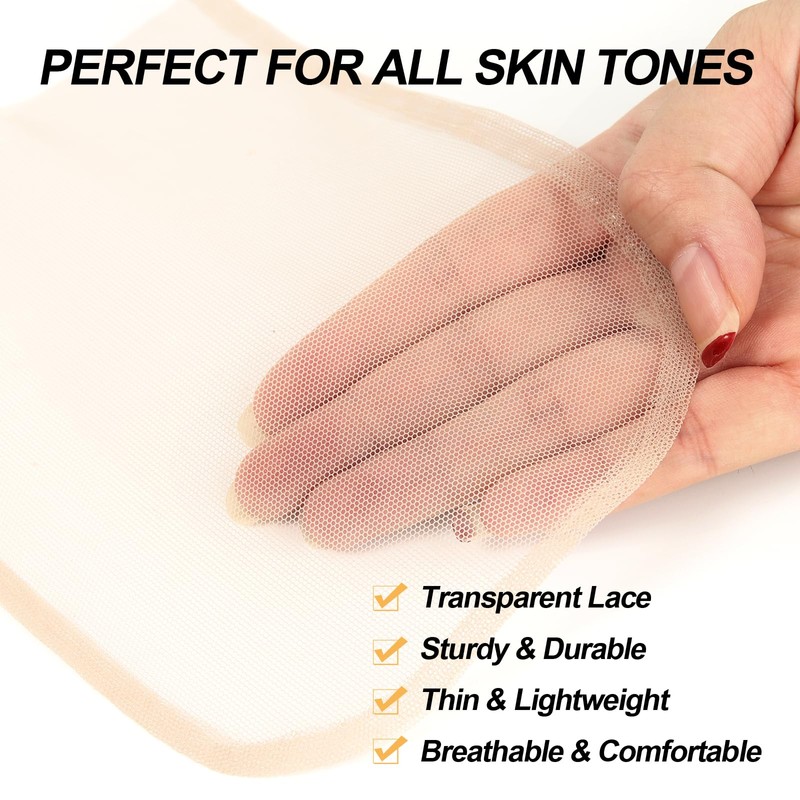 BEEOS 5x5 Transparent Lace for Wig Making, 5 Pieces Lace