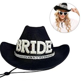 BLACKNANA Hat Fashion Cowboy Hat for Bridal Bridegroom Rhinestones Cowboy Hat Role Play Costume Masquerade Party Headwear