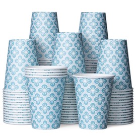 MATICAN Disposable Coffee Cups, 100-Pack 12-oz Bulk Paper Cups for Hot or Cold Drinks, Plum Blossom Harmony Cups for Office, Parties, and To-Go Use (No Lids)