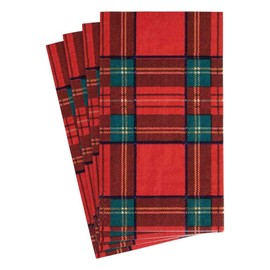 Caspari Royal Plaid Paper Guest Towel Napkins, Four Packs of 15