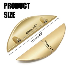 Zorfeter Crescent Brushed Gold Cabinet Pulls, 2-1/2 Inch (64MM) Hole Centers Stylish Half Moon Drawer Pulls Semicircle Durable Kitchen Hardware for Cupboards, Drawers, Pack of 4