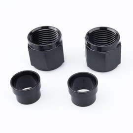 AC PERFORMANCE AN10 Aluminum Black Hardline Fitting -10AN Female Tube Nut and Sleeve for 5/8'' (15.87mm) Outer Diameter Alloy Tube Hose Line Fitting, Pack of 2