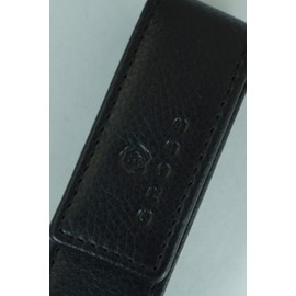 Cross Full Grain Italian Leather, Signature Perforated Detailing, Single Flip Top Pen Pouch with Secure snap, Black and Can Accommodate Any Cross Pen