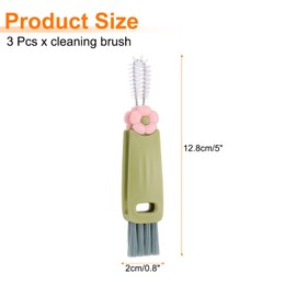uxcell 3pcs Cup Lid Cleaning Brush, Water Bottle Cleaner Brush with Flower Pattern, for Tight Spaces, Bottle Gap Green