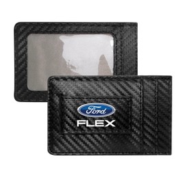 iPick Image Ford Flex Carbon Fiber Style Minimalist Leather Slim Wallet RFID Block with Money Clip