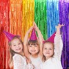 Rainbow Foil Fringe Curtains, 2 Pack Rainbow Party Decorations 1