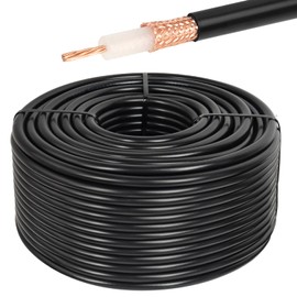 XRDS -RF RG213 Coaxial Cable 200FT, 50 Ohm Low-Attenuation RG213 Cable Bare Copper Braid Shielding RG213 Coax Cable
