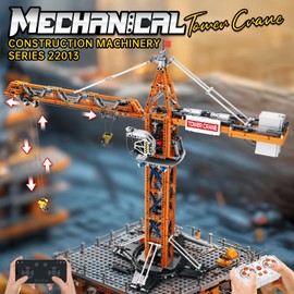 Reobrix Crane Building Blocks Set, RC Tower Crane Construction Vehicle Model Kits with Dual Motors, 1176 PCS City Crane Toy for Adults, Gift for Boys Girls Men and Construction Machinery Lovers 22013