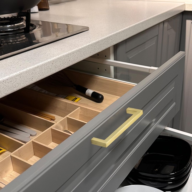 TUNNY 10 Pack Kitchen Square Cabinet Handles -6.3"/160mm Gold Brushed