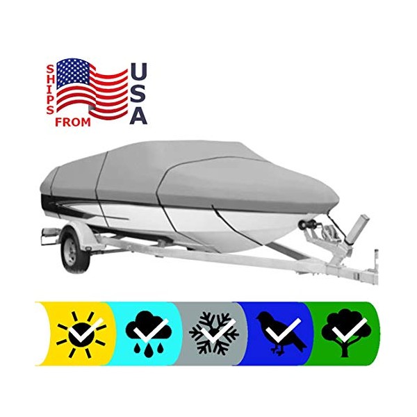 SBU Grey Heavy-Duty Boat Cover for CRESTLINER Nordic 2051 O/B