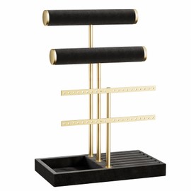 Josmimic Jewellery Stand Bracelets with 3 Layers - Removable T-Bar Jewellery Stand, Velvet Bracelet Holder, Jewellery Holder for Bracelet, Necklace, Watches, Rings