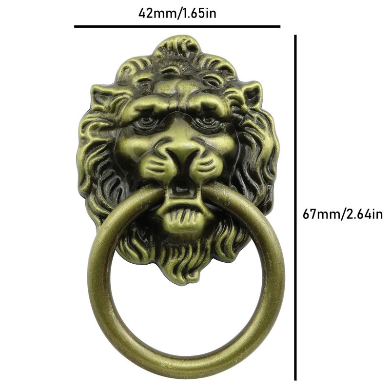Tegg 5PCS Ancient Bronze Chinese Style Lion Head Pull Handle