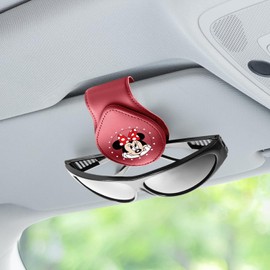 FLYEEGO Sunglasses Holders Car Sun Visor for Anime, Magnetic Leather Glasses Eyeglass Hanger Clip for Car, Ticket Card Clip Eyeglasses Mount, Car Visor Accessories