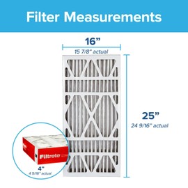 Filtrete 16x25x4 Furnace Air Filter MPR 1000 DP MERV 11, Allergen Defense Deep Pleat, 4-Pack, Fits Lennox & Honeywell Devices (exact dimensions 15.88 x 24.56 x 4.31)