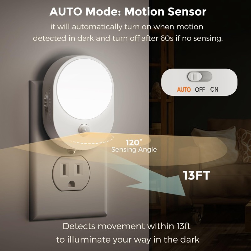 L LOHAS LED Plug in Night Light with Motion Sensor