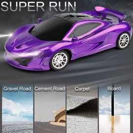 Remote Control Car for Girls- RC Sport Racing for Kids Hobby Toy, Electric Power On Road High Speed Drift Model Vehicle with Led Headlight and Controller Rechargeable,Xmas Birthday Gifts Purple…