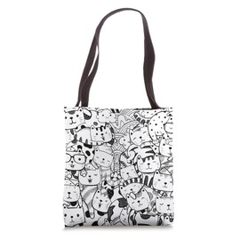 Color Your Bag Your Colors Coloring Adult Cute Kawaii Cats Tote Bag