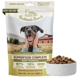 BADLANDS RANCH - Superfood Complete, Adult Dog Food, Air-Dried, High Protein, Zero Fillers, Superfood Nutrition by Katherine Heigl (24 oz., Beef Formula)