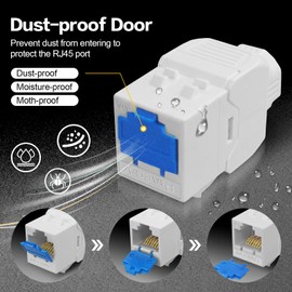 Cat6 Keystone Jack 24 Pcs【EC Listed】 Toolless Unshielded (UTP) Modular RJ45 Female for cat6/cat5e Cable (Cat6A)
