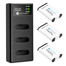 FirstPower NP-BX1 Battery 3-Pack and Triple Slot Charger for Sony ZV-1F, ZV-1, ZV-1 II, Cyber-Shot DSC-HX80, HX90V, HX95, HX99, RX1, RX1R II, RX100 (II/III/IV/V/VA/VI/VII), FDR-X3000, HDR-AS50