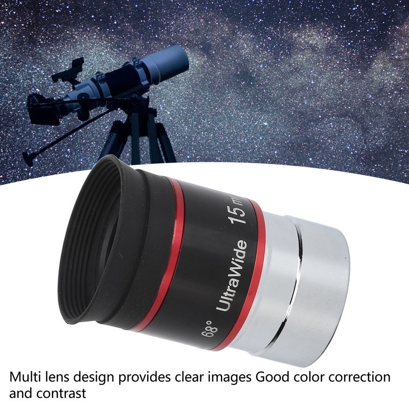 1.25in 15mm 68 Degree Ultra Wide Angle Eyepiece for Telescope
