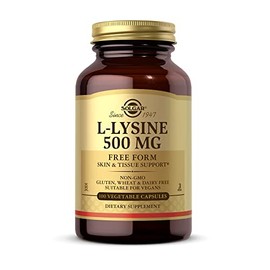 Solgar L-Lysine 500 mg - 100 Vegetable Capsules - Skin & Collagen Support - Non-GMO, Vegan, Gluten Free - 100 Servings