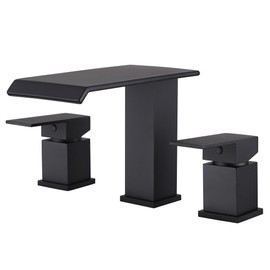 NIITAWH Roman Tub Faucet Two Handle Waterfall Spout Matte Black 3 Hole Bathtub Faucet High Flow