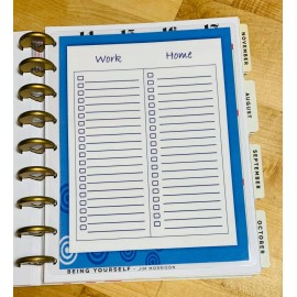 Handmade To Do List (Work/Home)  Dashboard Insert for use with HAPPY Planner-