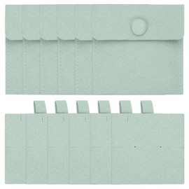 PATIKIL 8 x 8 cm Microfiber Jewelry Pouches, Snap Button Velvet Jewelry Pouches with Insert Luxury Gift Bag for Storing Ring Bracelets Necklaces Earring Envelopes, 6 Pcs (Green)