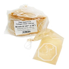 The Sausage Maker - Deer Head Print Collagen Sausage Casings, 65mm (2 1/2") x 18", Pre-Tied (20pcs)