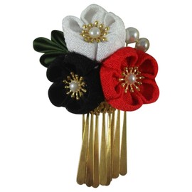 CRB Fashion Womens Girls Japanese Kimono Flower Hair Tie Band Clip (Red Trio)