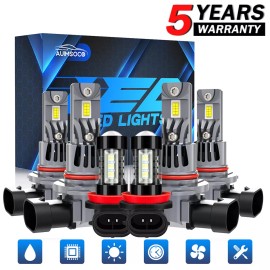 AUIMSOCO 10000K For Toyota RAV4 2013-2015 Combo 6x LED Front Headlight + Fog Lights Bulbs