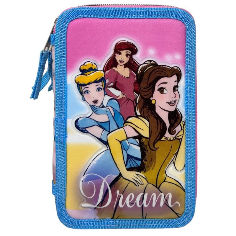 CARTOON 44 Pcs Multi Compartment Pencil Case with 3 Zippers