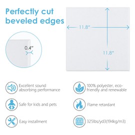 ZIMECS Square Acoustic Panels Soundproofing Foam for Home Theater&Studio Sound Improvement - 12 Packs 11.8”x11.8”x0.38” Decorative Wall Panels for Noise Reduction.