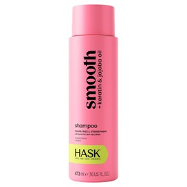 HASK, Smooth + Keratin & Jojoba Oil, Shampoo Alisante, Controla Frizz, Suaviza Cabello Rebelde y Aporta Brillo, 473 ML