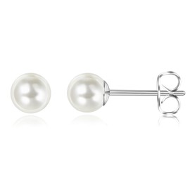 Candyfancy Elegant Titanium Pearl Stud Earrings for Women - A Timeless Accessory Offering Sophistication and Hypoallergenic Comfort